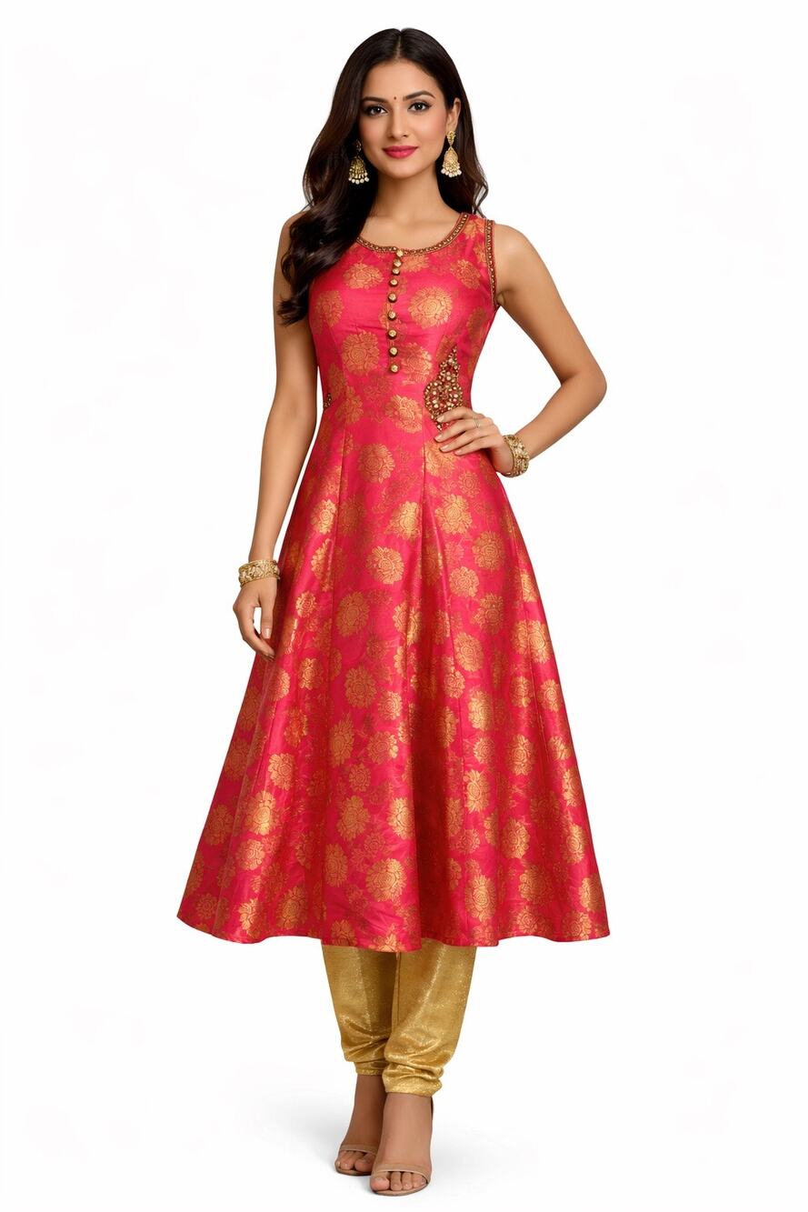 1990s NWT Indian Pakistani 2 Pc Formal Set Pink Gold Size 38